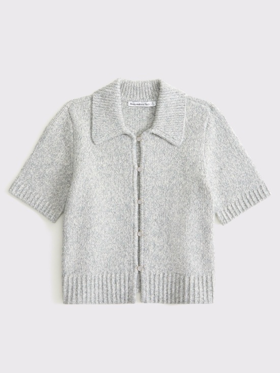 Abercrombie & Fitch Sweaters - Abercrombie & Fitch Heather Gray Short-Sleeve Button Cardigan